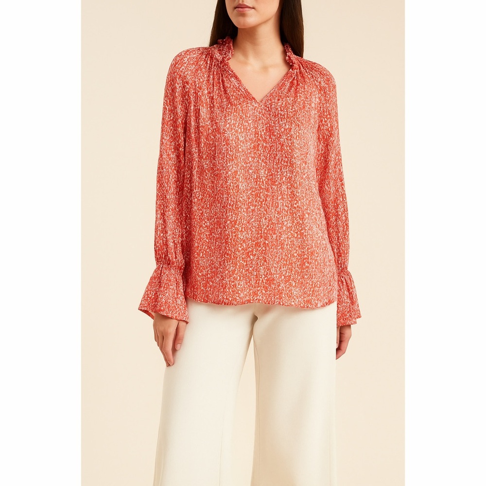 Collective Concepts | NWT Metallic Micro Floral Long Sleeve Lightweight Blouse